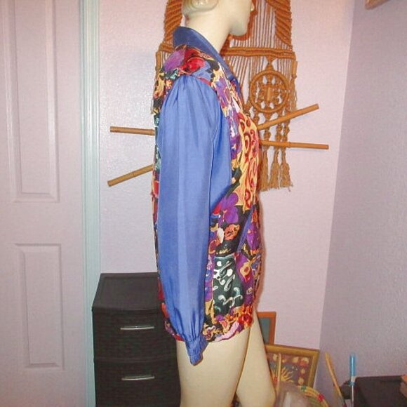 Vtg Oleg Cassini Silk Bomber Jacket Size S Psychedelic Disco Art To Wear 80s - Picture 6 of 13